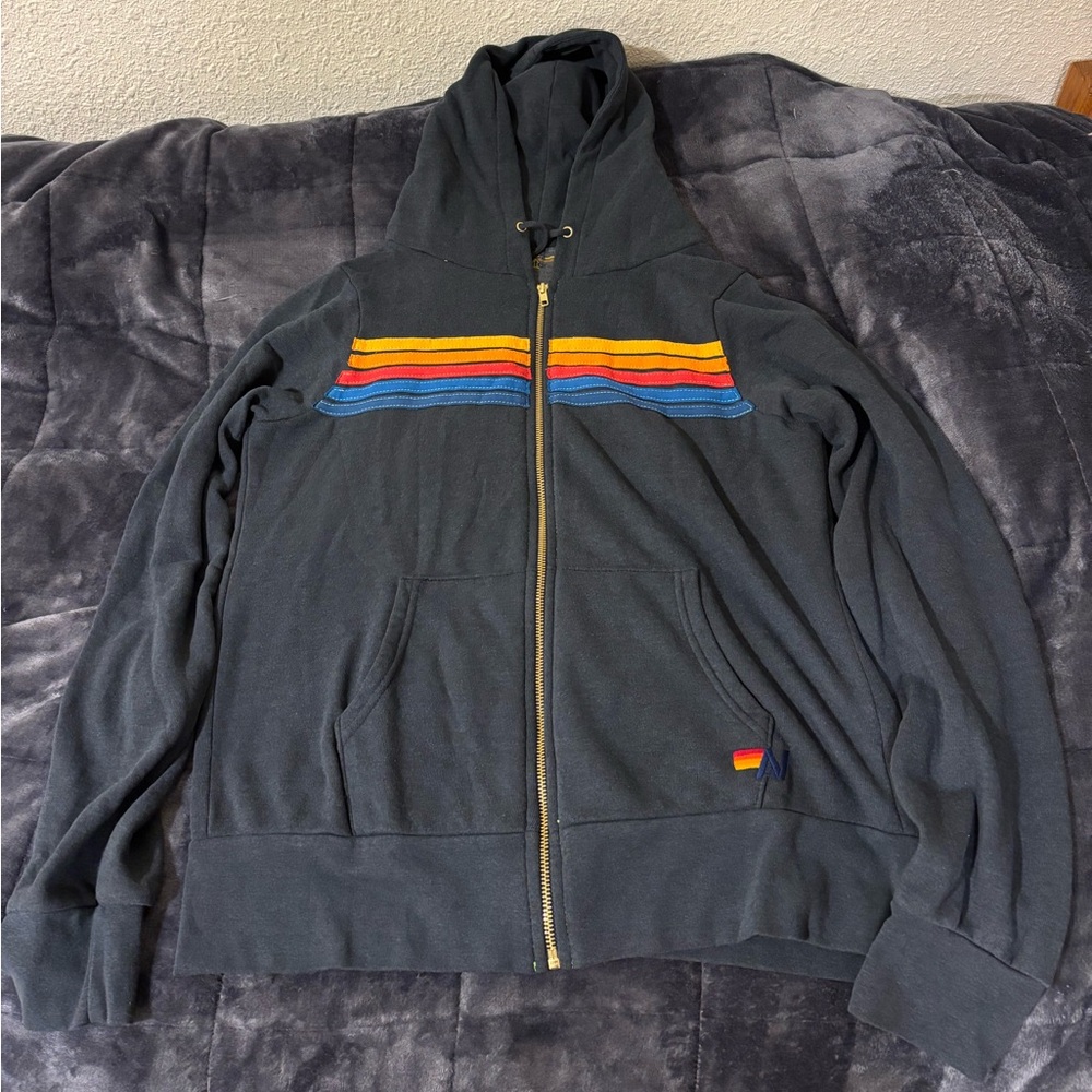 *Brand New* Aviator Nation Unisex 5 STRIPE HOODIE - CHARCOAL Multiple Sizes